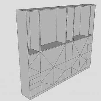 现代钢木白色书架SU模型下载_sketchup草图大师SKP模型