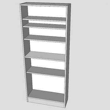 欧式白色板式书柜SU模型下载_sketchup草图大师SKP模型