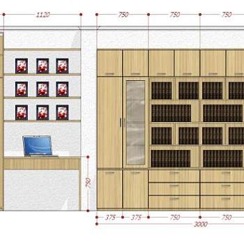 家具隔板式书架SU模型下载_sketchup草图大师SKP模型