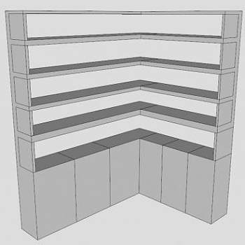 现代白色转角书架SU模型下载_sketchup草图大师SKP模型
