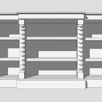 欧式白色书柜书架SU模型下载_sketchup草图大师SKP模型