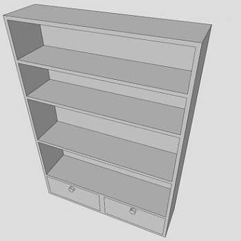 板式白色书架SU模型下载_sketchup草图大师SKP模型