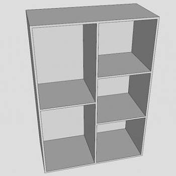 现代白色板式书架SU模型下载_sketchup草图大师SKP模型