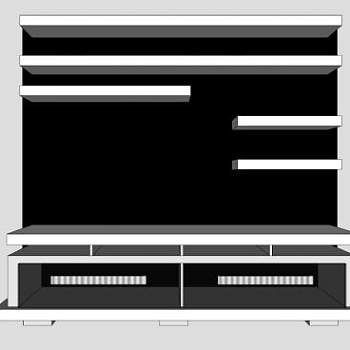 现代黑色隔板式书架SU模型下载_sketchup草图大师SKP模型