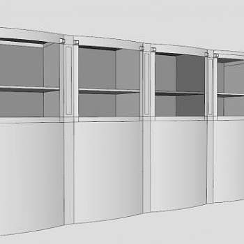 独立式双开门书架SU模型下载_sketchup草图大师SKP模型