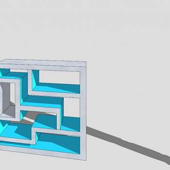 现代白色小书柜SU模型下载_sketchup草图大师SKP模型