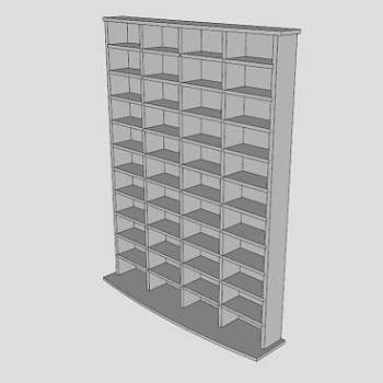 现代白色CD书架SU模型下载_sketchup草图大师SKP模型