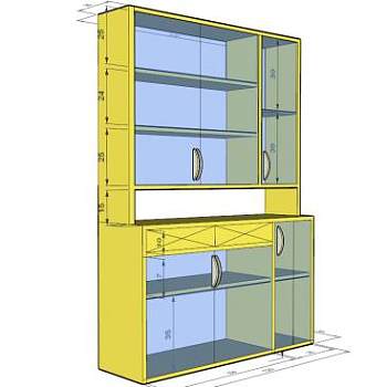 巴西黄色书柜SU模型下载_sketchup草图大师SKP模型