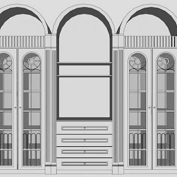 现代书柜电视站SU模型下载_sketchup草图大师SKP模型