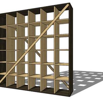 布里克板式书柜SU模型下载_sketchup草图大师SKP模型