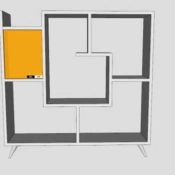 现代灯箱书柜SU模型下载_sketchup草图大师SKP模型