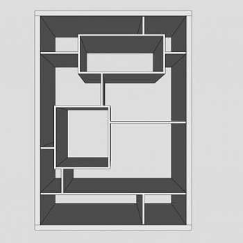 现代实际测量书柜SU模型下载_sketchup草图大师SKP模型