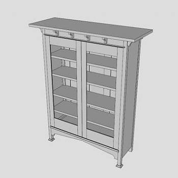 英语工艺品书柜SU模型下载_sketchup草图大师SKP模型