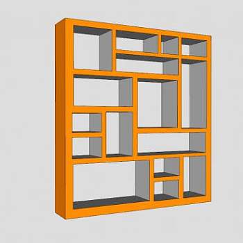 现代黄色书柜SU模型下载_sketchup草图大师SKP模型