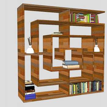 图书馆隔板式书柜SU模型下载_sketchup草图大师SKP模型