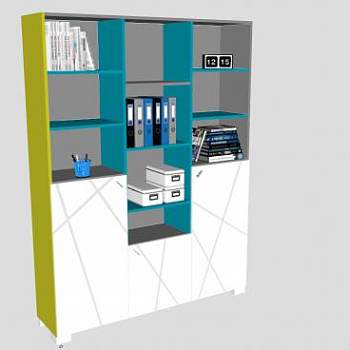 简易绿色书架SU模型下载_sketchup草图大师SKP模型