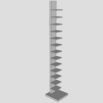 现代图书馆书柜SU模型下载_sketchup草图大师SKP模型