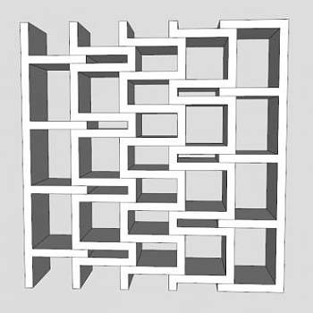 创意白色书柜SU模型下载_sketchup草图大师SKP模型