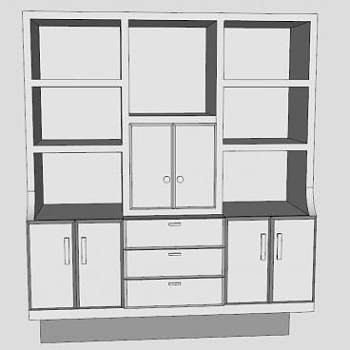 标准艺术风格书柜SU模型下载_sketchup草图大师SKP模型