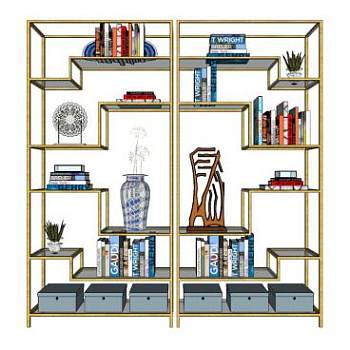 书柜黄金居住工作室SU模型下载_sketchup草图大师SKP模型