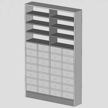 独立式白色书架书柜SU模型下载_sketchup草图大师SKP模型