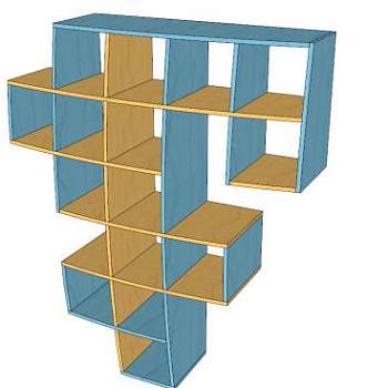 倚墙式书架SU模型下载_sketchup草图大师SKP模型