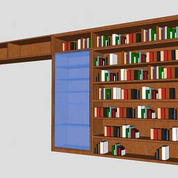 布肯卡斯特实木书柜SU模型下载_sketchup草图大师SKP模型