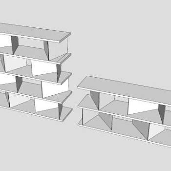 隔板式简易书柜SU模型下载_sketchup草图大师SKP模型