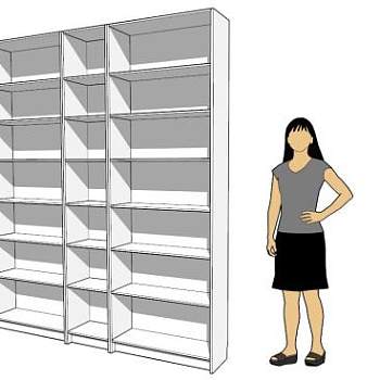 宜家比利白色书柜SU模型下载_sketchup草图大师SKP模型