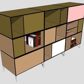 蒙大拿餐具柜书柜SU模型下载_sketchup草图大师SKP模型