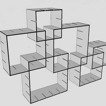 倚墙式书架搁板书架SU模型下载_sketchup草图大师SKP模型
