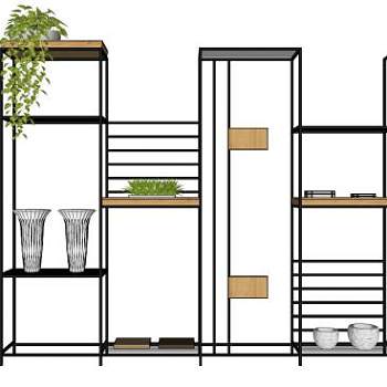 铁架子书柜书架SU模型下载_sketchup草图大师SKP模型