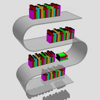 现代S型书柜SU模型下载_sketchup草图大师SKP模型