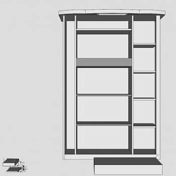 现代隔板式白色书架SU模型下载_sketchup草图大师SKP模型