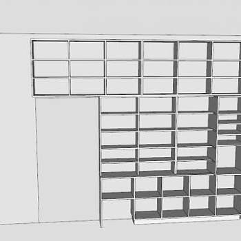 白色隔板独立式书架SU模型下载_sketchup草图大师SKP模型