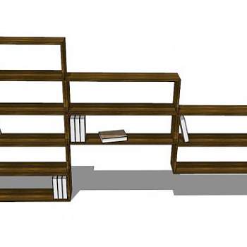 木制嵌入式书架SU模型下载_sketchup草图大师SKP模型