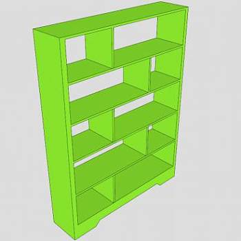 现代绿色书柜SU模型下载_sketchup草图大师SKP模型