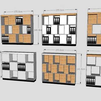 多款家居书柜SU模型下载_sketchup草图大师SKP模型