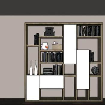 隔板嵌入式书柜SU模型下载_sketchup草图大师SKP模型