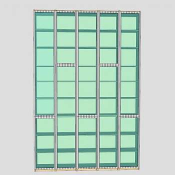 现代板式玻璃书柜SU模型下载_sketchup草图大师SKP模型