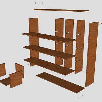 独立板式书柜SU模型下载_sketchup草图大师SKP模型
