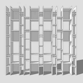 现代随机白色书架SU模型下载_sketchup草图大师SKP模型