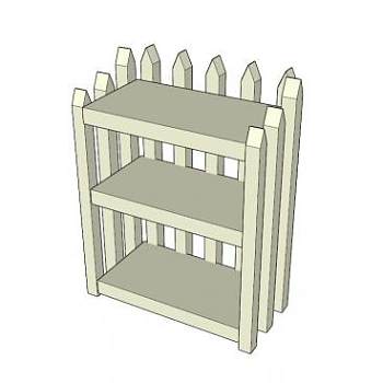 尖桩篱栅书架SU模型下载_sketchup草图大师SKP模型
