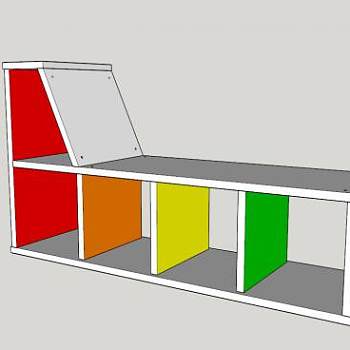 彩色隔板式书架SU模型下载_sketchup草图大师SKP模型