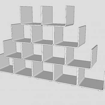 隔板爱丽舍宫书架SU模型下载_sketchup草图大师SKP模型