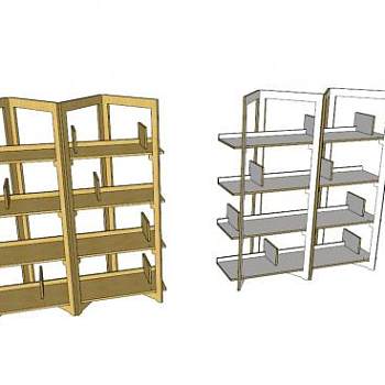 藏书馆板式书柜SU模型下载_sketchup草图大师SKP模型