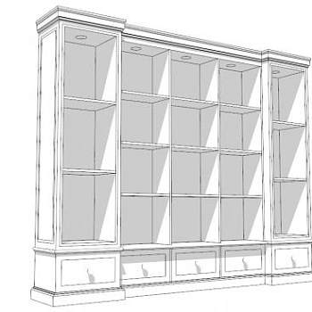 边板家具书柜SU模型下载_sketchup草图大师SKP模型