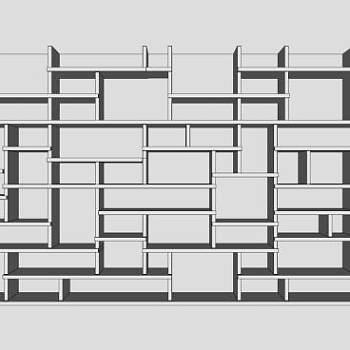 图书馆白色书柜SU模型下载_sketchup草图大师SKP模型