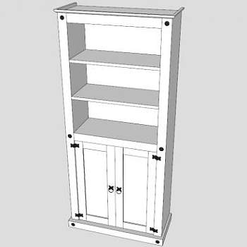 现代白色书架SU模型下载_sketchup草图大师SKP模型