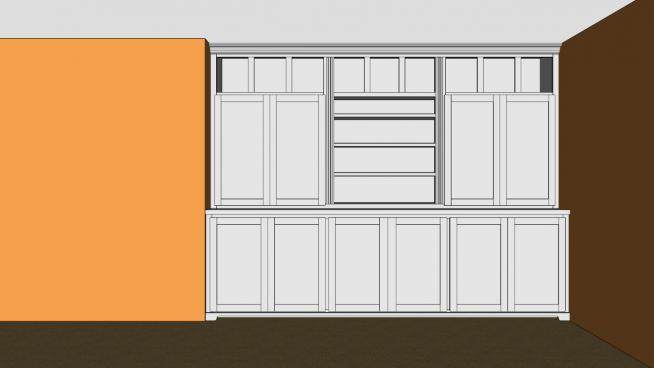 地下室柜和货架书柜SU模型下载_sketchup草图大师SKP模型